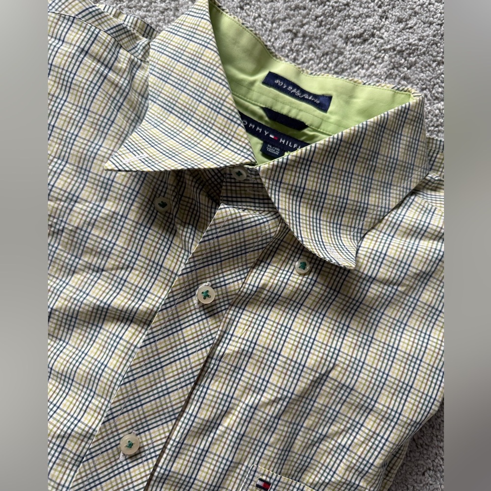 Tommy Hilfiger Men's‎ Yellow and Blue Checkered Shirt